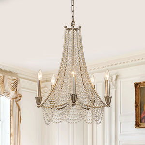 LightFixturesUSA-Antique Candle Style Crystal Bead Empire Chandelier-Chandelier-5-Lt-