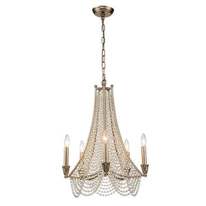 LightFixturesUSA-Antique Candle Style Crystal Bead Empire Chandelier-Chandelier-5-Lt-