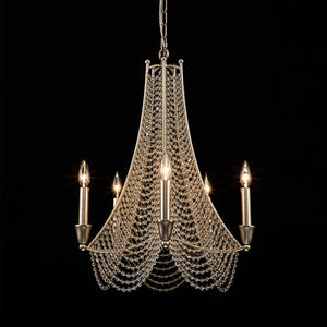LightFixturesUSA-Antique Candle Style Crystal Bead Empire Chandelier-Chandelier-5-Lt-