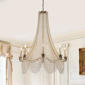 LightFixturesUSA-Antique Candle Style Crystal Bead Empire Chandelier-Chandelier-8-Lt-