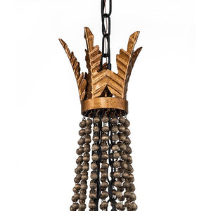LightFixturesUSA-Antique Wood Beaded Empire Chandelier-Chandelier--
