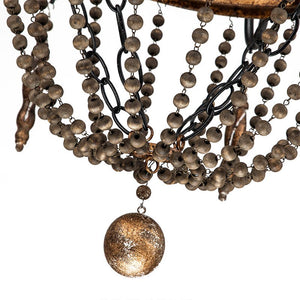 LightFixturesUSA-Antique Wood Beaded Empire Chandelier-Chandelier--