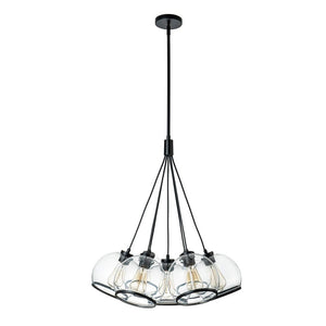 LightFixturesUSA-Black 7-Light Cluster Clear Glass Globe Chandelier-Chandelier-Black-