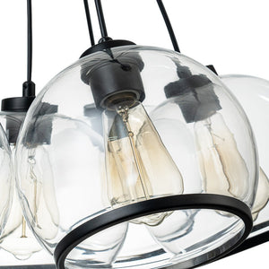 LightFixturesUSA-Black 7-Light Cluster Clear Glass Globe Chandelier-Chandelier-Black-