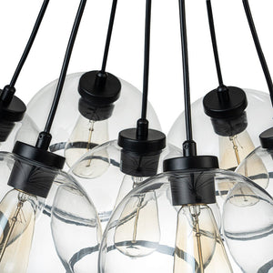 LightFixturesUSA-Black 7-Light Cluster Clear Glass Globe Chandelier-Chandelier-Black-