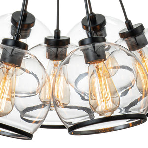 LightFixturesUSA-Black 7-Light Cluster Clear Glass Globe Chandelier-Chandelier-Black-