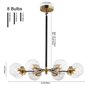 LightFixturesUSA-Black and Brass Mid-century Sputnik Chandelier-Chandelier-8 Lt-