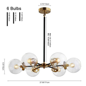 LightFixturesUSA-Black and Brass Mid-century Sputnik Chandelier-Chandelier-8 Lt-