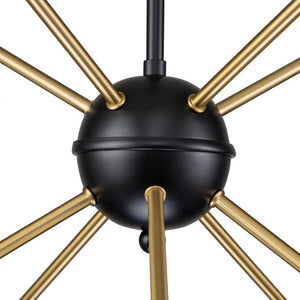 LightFixturesUSA-Black Brass 10-Light Sputnik Chandelier-Chandelier--