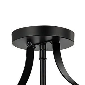LightFixturesUSA-Black Round Lantern Semi Flush Mount Lighting-Ceiling Light--