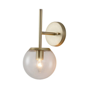 LightFixturesUSA-Brass 1-Light Glass Globe Wall Light-Wall Sconce-Clear-