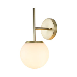 LightFixturesUSA-Brass 1-Light Glass Globe Wall Light-Wall Sconce-Frosted-