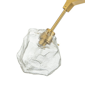 LightFixturesUSA-Brass 10-Light Branch Frozen Glass Ice Style Island Pendant-Chandelier-Brass-10-Lt (Pre-Order)