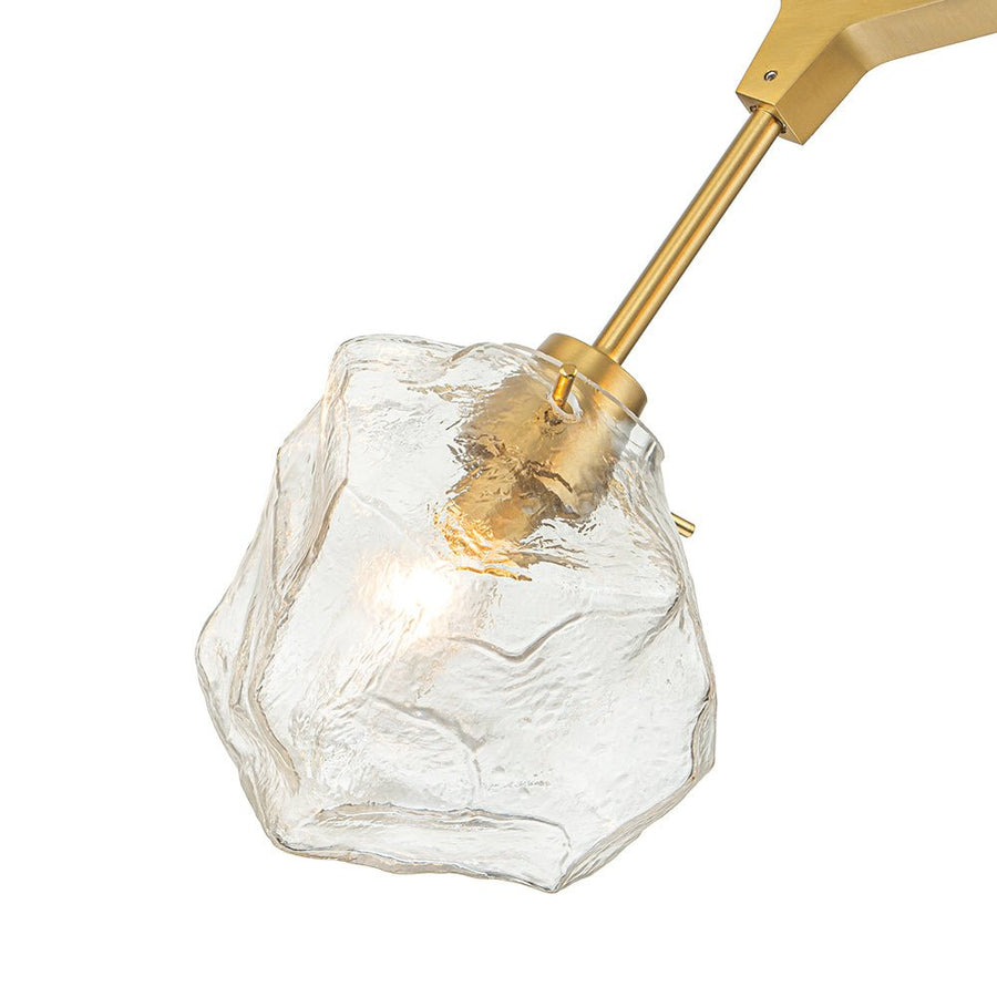 LightFixturesUSA-Brass 10-Light Branch Frozen Glass Ice Style Island Pendant-Chandelier-Brass-10-Lt (Pre-Order)