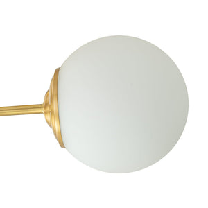 LightFixturesUSA-Brass 3-Light Opal Glass Globe Semi Flush Mount-Ceiling Light-3-Lt-Brass