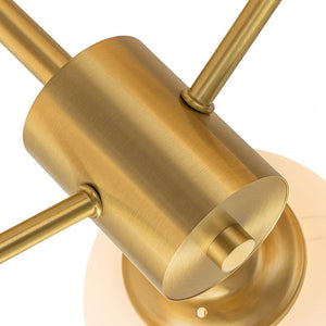 LightFixturesUSA-Brass 3-Light Opal Glass Globe Semi Flush Mount-Ceiling Light-3-Lt-Brass