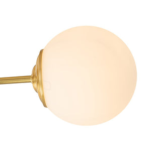 LightFixturesUSA-Brass 3-Light Opal Glass Globe Semi Flush Mount-Ceiling Light-3-Lt-Brass