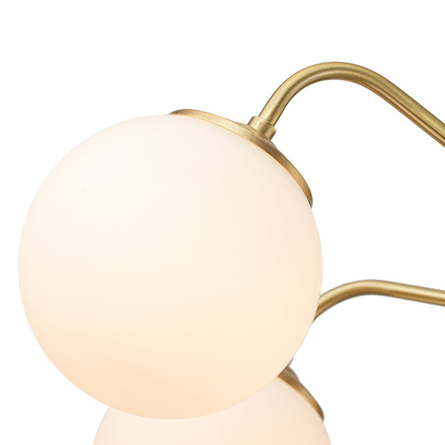 LightFixturesUSA-Brass 6-Light Milky White Globe Round Chandelier-Chandelier-6-Lt-Brass