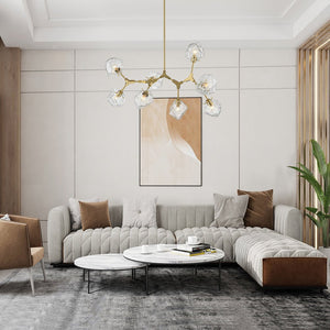LightFixturesUSA-Brass 8-Light Organic Branch Frozen Glass Ice Style Chandelier-Chandelier-Brass-10-Lt (Pre-Order)