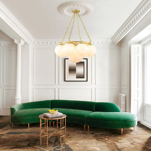 LightFixturesUSA-Brass 9-Light Alabaster Milky White Glass Globe Wheel chandelier-Chandelier-9-Lt-Brass