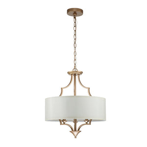 LightFixturesUSA-Brass Candle Style Drum Fabric Chandelier-Chandelier--