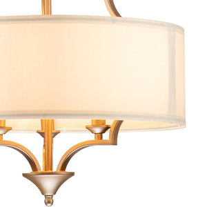 LightFixturesUSA-Brass Candle Style Drum Fabric Chandelier-Chandelier--