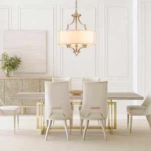 LightFixturesUSA-Brass Candle Style Drum Fabric Chandelier-Chandelier--