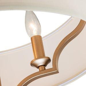 LightFixturesUSA-Brass Candle Style Drum Fabric Chandelier-Chandelier--