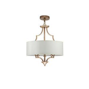 LightFixturesUSA-Brass Candle Style Drum Fabric Chandelier-Chandelier--