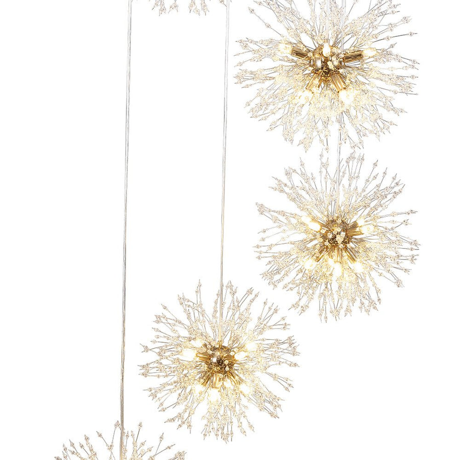LightFixturesUSA-Brass Cluster Firework Dandelion Pendant Chandelier-Chandelier-24-Lt-