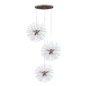 LightFixturesUSA-Brass Cluster Firework Dandelion Pendant Chandelier-Chandelier-24-Lt-