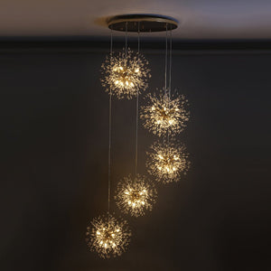 LightFixturesUSA-Brass Cluster Firework Dandelion Pendant Chandelier-Chandelier-24-Lt-