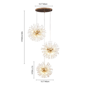 LightFixturesUSA-Brass Cluster Firework Dandelion Pendant Chandelier-Chandelier-24-Lt-