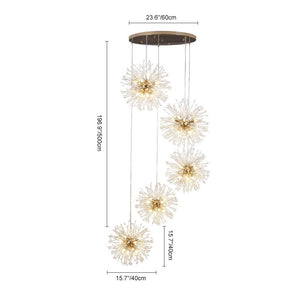LightFixturesUSA-Brass Cluster Firework Dandelion Pendant Chandelier-Chandelier-24-Lt-