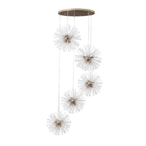 LightFixturesUSA-Brass Cluster Firework Dandelion Pendant Chandelier-Chandelier-24-Lt-