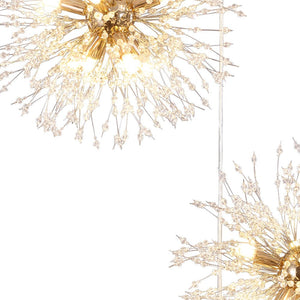 LightFixturesUSA-Brass Cluster Firework Dandelion Pendant Chandelier-Chandelier-24-Lt-