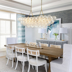 LightFixturesUSA-Brass Cluster Ribbed Glass Globe Bubble Linear Chandelier-Chandelier-Brass (Pre-Order)-