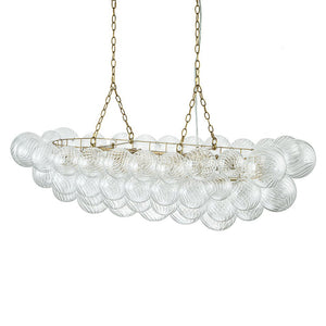 LightFixturesUSA-Brass Cluster Ribbed Glass Globe Bubble Linear Chandelier-Chandelier-Brass (Pre-Order)-