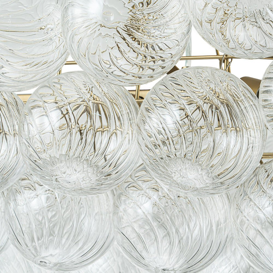LightFixturesUSA-Brass Cluster Ribbed Glass Globe Bubble Linear Chandelier-Chandelier-Brass (Pre-Order)-