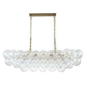 LightFixturesUSA-Brass Cluster Ribbed Glass Globe Bubble Linear Chandelier-Chandelier-Brass (Pre-Order)-
