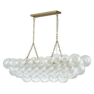 LightFixturesUSA-Brass Cluster Ribbed Glass Globe Bubble Linear Chandelier-Chandelier-Brass (Pre-Order)-