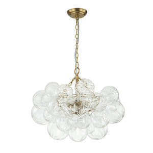 LightFixturesUSA-Brass Cluster Sculpture Texture Glass Globe Bubble Chandelier-Chandelier-Brass-3-Lt (Pre-Order)