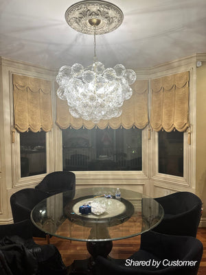 LightFixturesUSA-Brass Cluster Sculpture Texture Glass Globe Bubble Chandelier-Chandelier-Brass-3-Lt (Pre-Order)