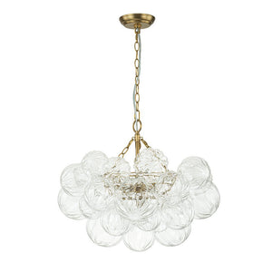 LightFixturesUSA-Brass Cluster Sculpture Texture Glass Globe Bubble Chandelier-Chandelier-Brass-3-Lt (Pre-Order)