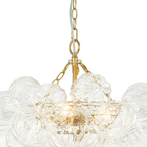 LightFixturesUSA-Brass Cluster Sculpture Texture Glass Globe Bubble Chandelier-Chandelier-Brass-8-Lt (Pre-Order)