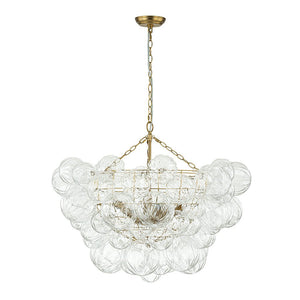 LightFixturesUSA-Brass Cluster Sculpture Texture Glass Globe Bubble Chandelier-Chandelier-Brass-8-Lt (Pre-Order)