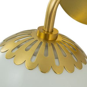 LightFixturesUSA-Brass Daisy 1-Light Opal Glass Globe Wall Lamp-Wall Sconce-Brass-