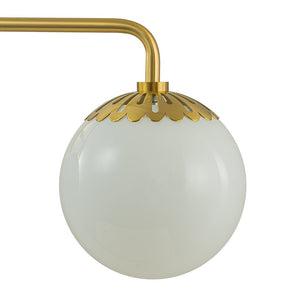 LightFixturesUSA-Brass Daisy 3-Light Opal Glass Globe Vanity Light-Wall Sconce-Brass-