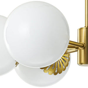 LightFixturesUSA-Brass Daisy Tiered Opal Glass Globe Sputnik Chandelier-Chandelier-Brass-1-Tier