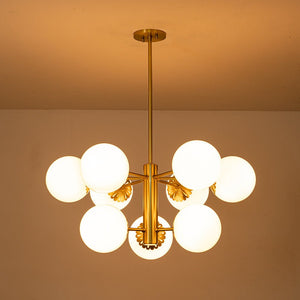 LightFixturesUSA-Brass Daisy Tiered Opal Glass Globe Sputnik Chandelier-Chandelier-Brass-1-Tier